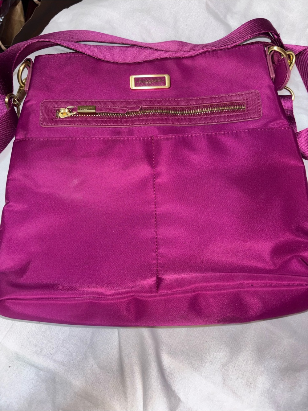 Baggallini Magenta Crossbody Bag - Satin Finish